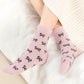 3-Pack Fuzzy Crew Socks with Allover Bow Pattern Soft Cozy Knit Winter Sock Set