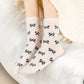 3-Pack Fuzzy Crew Socks with Allover Bow Pattern Soft Cozy Knit Winter Sock Set