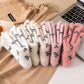 3-Pack Fuzzy Crew Socks with Allover Bow Pattern Soft Cozy Knit Winter Sock Set