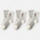 3-Pack Fuzzy Crew Socks with Embroidered Bow Detail Soft Cozy Lounge Sock Set