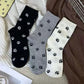 3-Pack Crew Socks with Allover Paw Print Pattern Soft Stretch Casual Sock Set