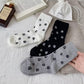 3-Pack Crew Socks with Allover Paw Print Pattern Soft Stretch Casual Sock Set
