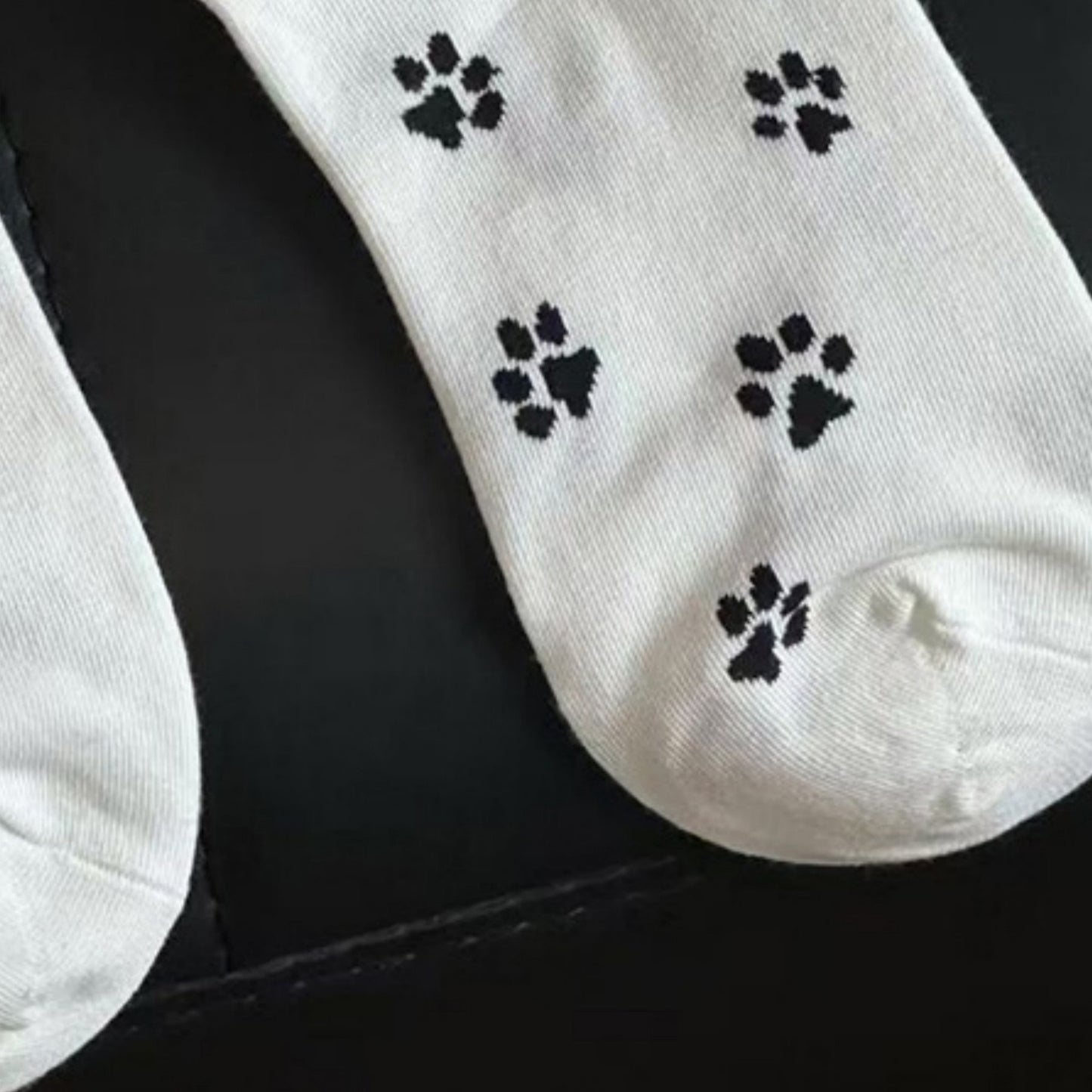 3-Pack Crew Socks with Allover Paw Print Pattern Soft Stretch Casual Sock Set