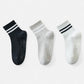 3-Pack Ankle Socks with Rubber Grips and Striped Ribbed Cuffs Soft Non-Slip Sporty Style
