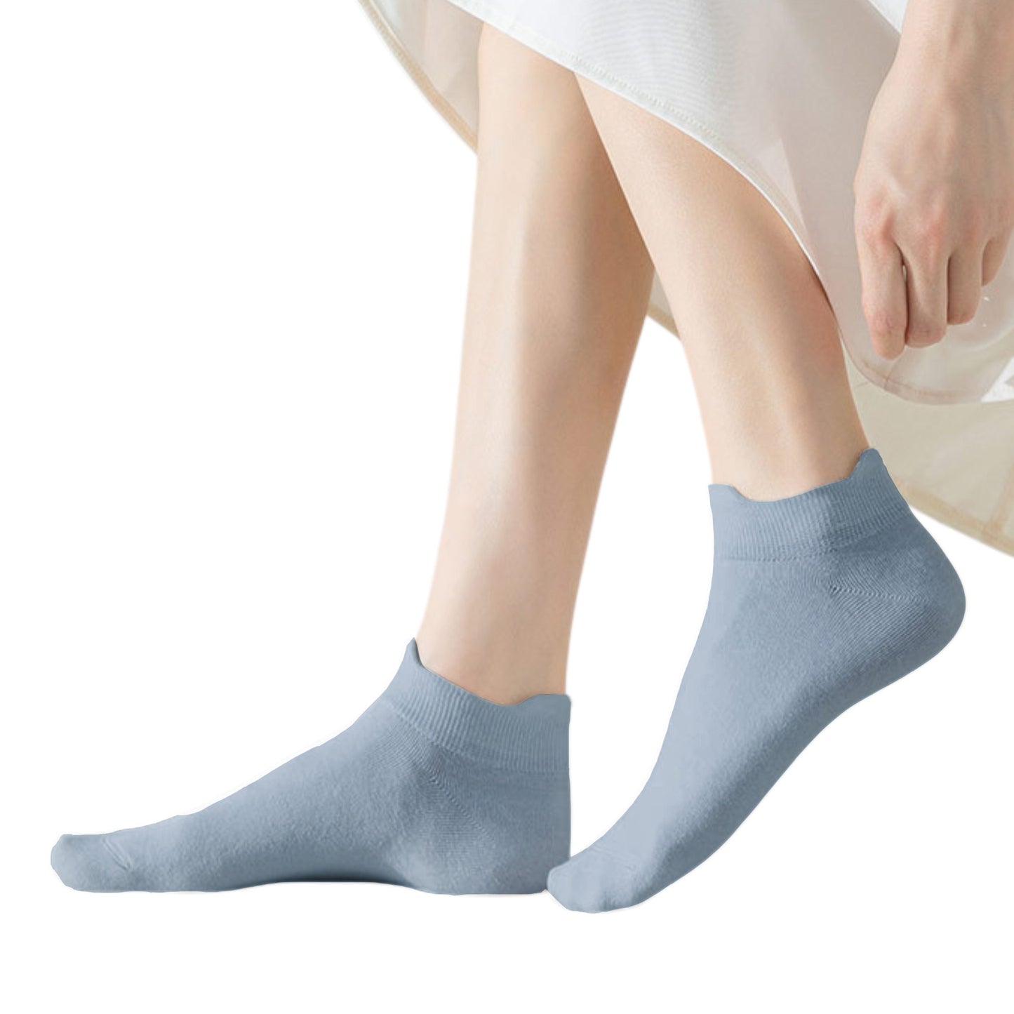 3-Pack Women's Low Cut Ankle Socks with Heel Tab Design Antibacterial Cotton