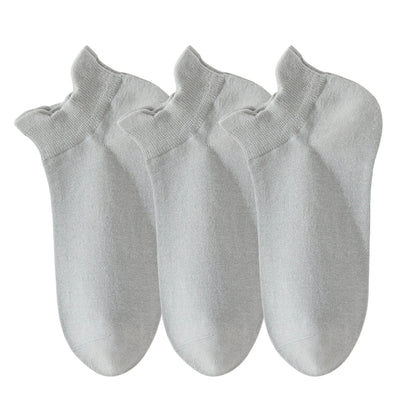 3-Pack Women's Low Cut Ankle Socks with Heel Tab Design Antibacterial Cotton