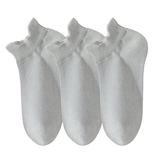 3-Pack Women's Low Cut Ankle Socks with Heel Tab Design Antibacterial Cotton