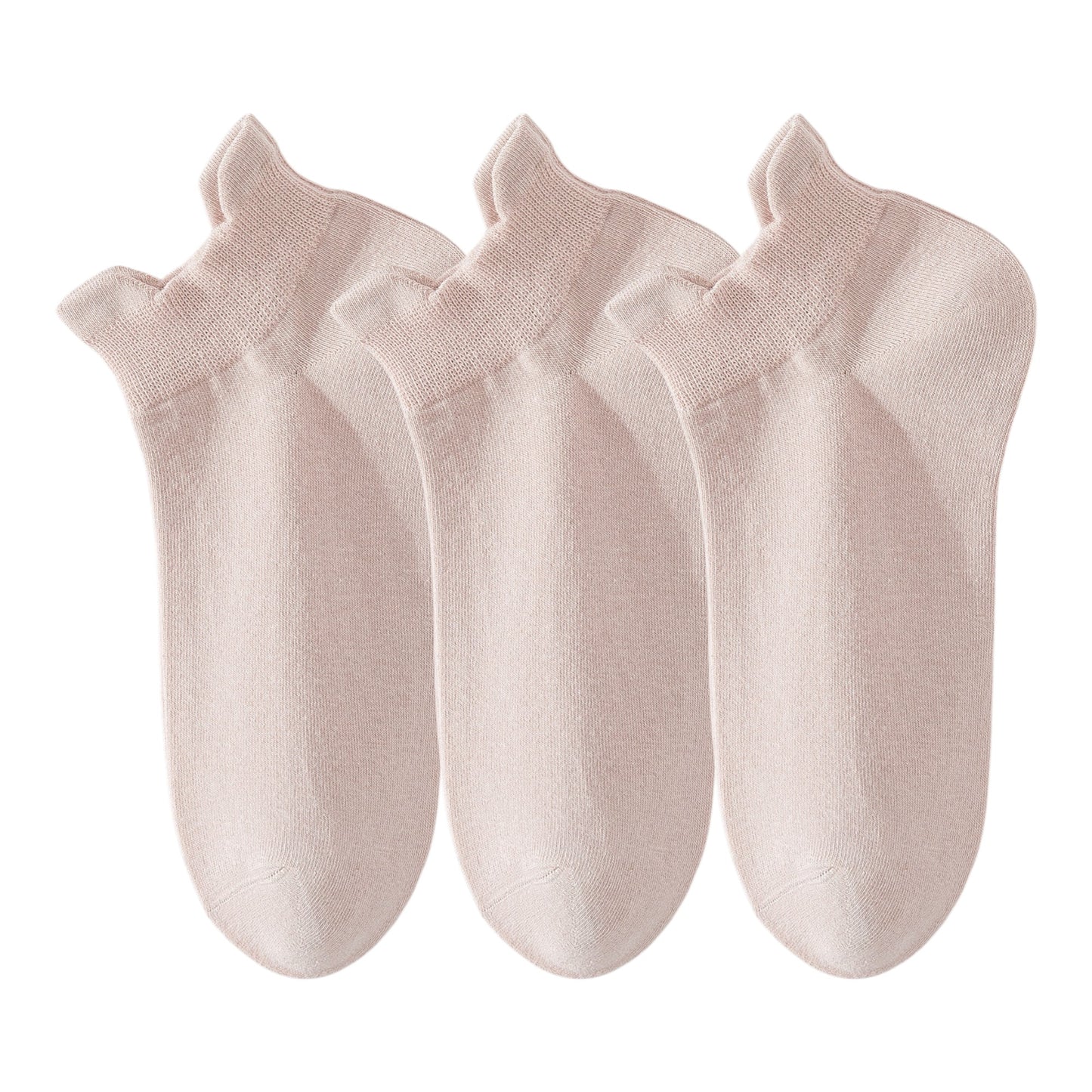3-Pack Women's Low Cut Ankle Socks with Heel Tab Design Antibacterial Cotton