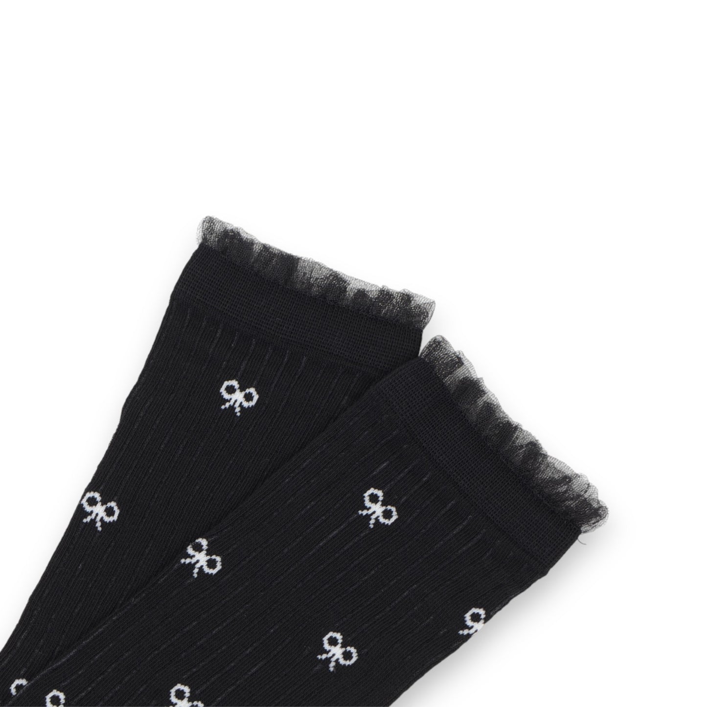 3-Pack Women's Crew Socks with Allover Bow Embroidery and Ribbed Texture