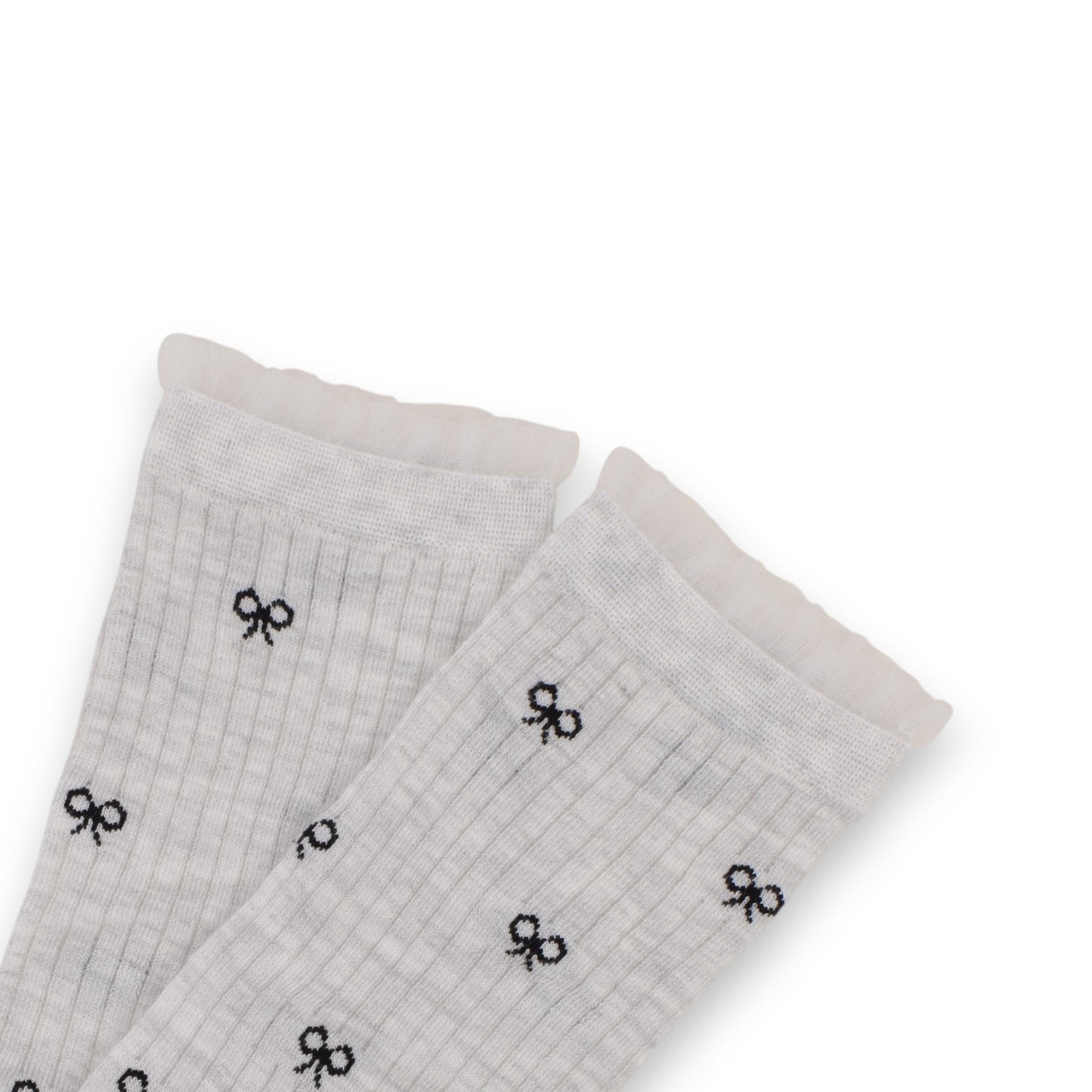 3-Pack Women's Crew Socks with Allover Bow Embroidery and Ribbed Texture