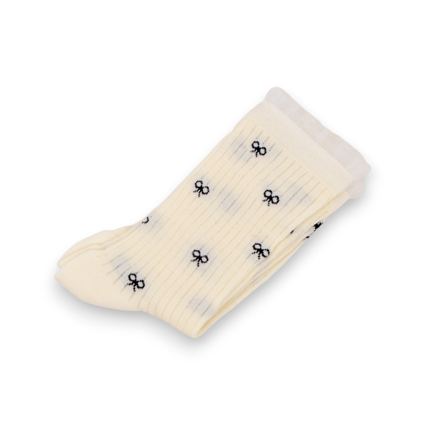3-Pack Women's Crew Socks with Allover Bow Embroidery and Ribbed Texture