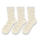 3-Pack Women's Crew Socks with Ribbed Texture and Allover Polka Dot Pattern