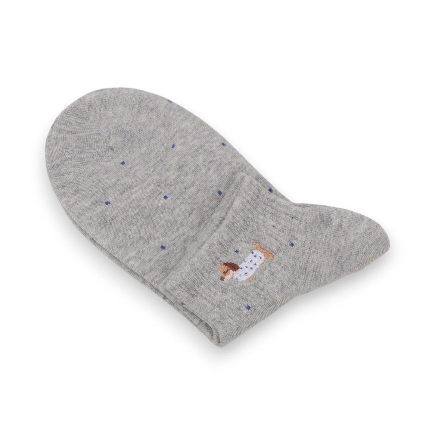 3-Pack Women's Cotton Ankle Socks with Embroidered Dog and Dotted Knit Pattern