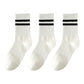 3-Pack Women's Cotton Crew Socks with Sporty Double Stripe Design in Assorted Colors