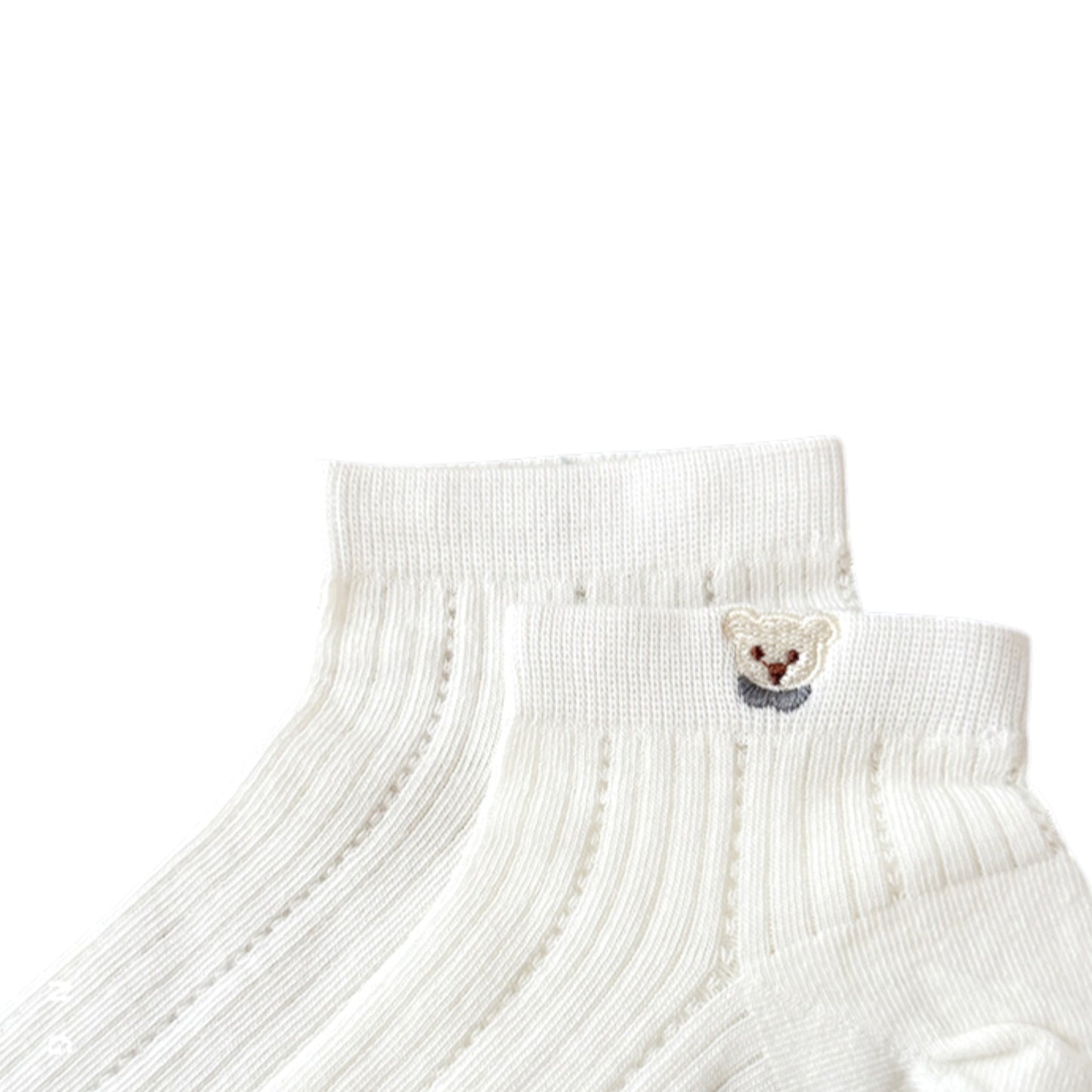 3-Pack Women's Ribbed Cotton Ankle Socks with Embroidered Bear and Moisture-Wicking Comfort