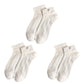 3-Pack Women's Ribbed Cotton Ankle Socks with Embroidered Bear and Moisture-Wicking Comfort