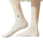 3-Pack Women's Crew Socks with Ruffle Lettuce Edge Trim and Delicate Embroidered Detail