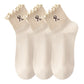 3-Pack Women's Crew Socks with Ruffle Lettuce Edge Trim and Delicate Embroidered Detail