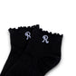 3-Pack Women's Crew Socks with Ruffle Lettuce Edge Trim and Delicate Embroidered Detail