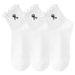 3-Pack Women's Crew Socks with Ruffle Lettuce Edge Trim and Delicate Embroidered Detail
