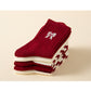 4 Pairs Striped and Solid Knit Socks with Bow Embroidery Ribbed Cuffs and Soft Stretch Fabric