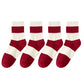 4 Pairs Striped and Solid Knit Socks with Bow Embroidery Ribbed Cuffs and Soft Stretch Fabric