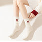4 Pairs Striped and Solid Knit Socks with Bow Embroidery Ribbed Cuffs and Soft Stretch Fabric
