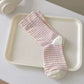 3-Pair Striped Crew Socks Set Lightweight Knit with Soft Stretch and Modern Minimalist Style