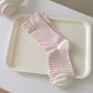 3-Pair Striped Crew Socks Set Lightweight Knit with Soft Stretch and Modern Minimalist Style