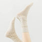 3-Pair Ribbed Crew Socks with Embroidered Bow Knit Texture in Neutral Shades for Everyday Wear