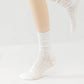 3-Pair Ribbed Crew Socks with Embroidered Bow Knit Texture in Neutral Shades for Everyday Wear