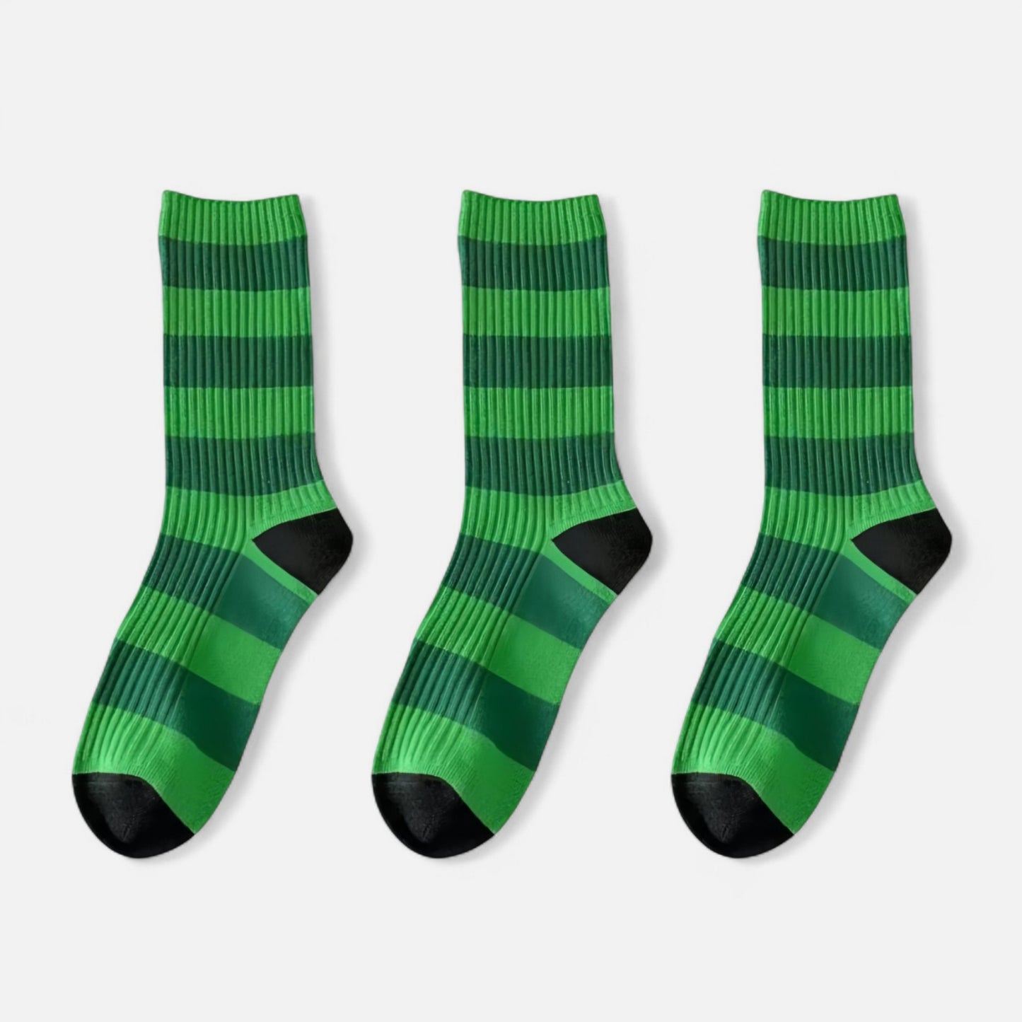 3-Pack Crew Socks with Wide Ribbed Knit and Bold Horizontal Stripe Pattern