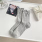 6-Pack Ruffle Trim Crew Socks with Ribbed Texture and Delicate Bow Accent