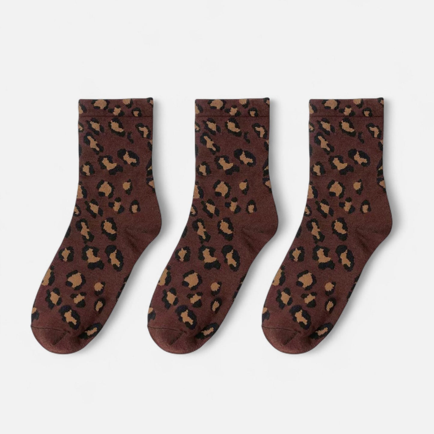 3-Pack Leopard Print Ankle Socks with Soft Knit Fabric and Allover Animal Pattern