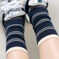 Minimalist Stripe Crew Socks 3-Pack Ribbed and Patterned Design in Neutral Tones