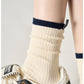 Minimalist Stripe Crew Socks 3-Pack Ribbed and Patterned Design in Neutral Tones