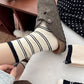 Minimalist Stripe Crew Socks 3-Pack Ribbed and Patterned Design in Neutral Tones