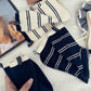 Minimalist Stripe Crew Socks 3-Pack Ribbed and Patterned Design in Neutral Tones