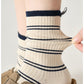 Minimalist Stripe Crew Socks 3-Pack Ribbed and Patterned Design in Neutral Tones