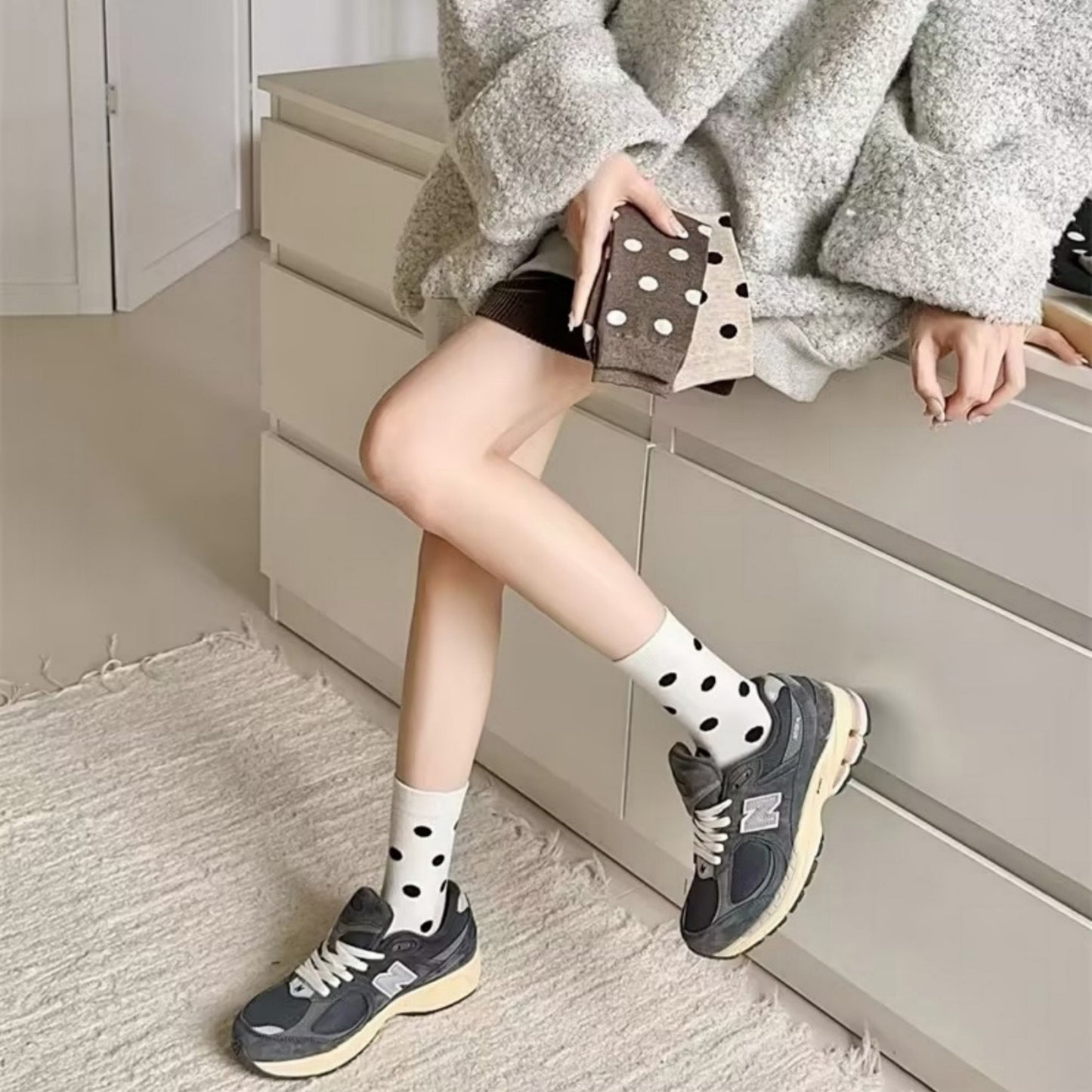3-Pack Polka Dot Ankle Socks with Soft Knit Texture and Classic Dotted Design