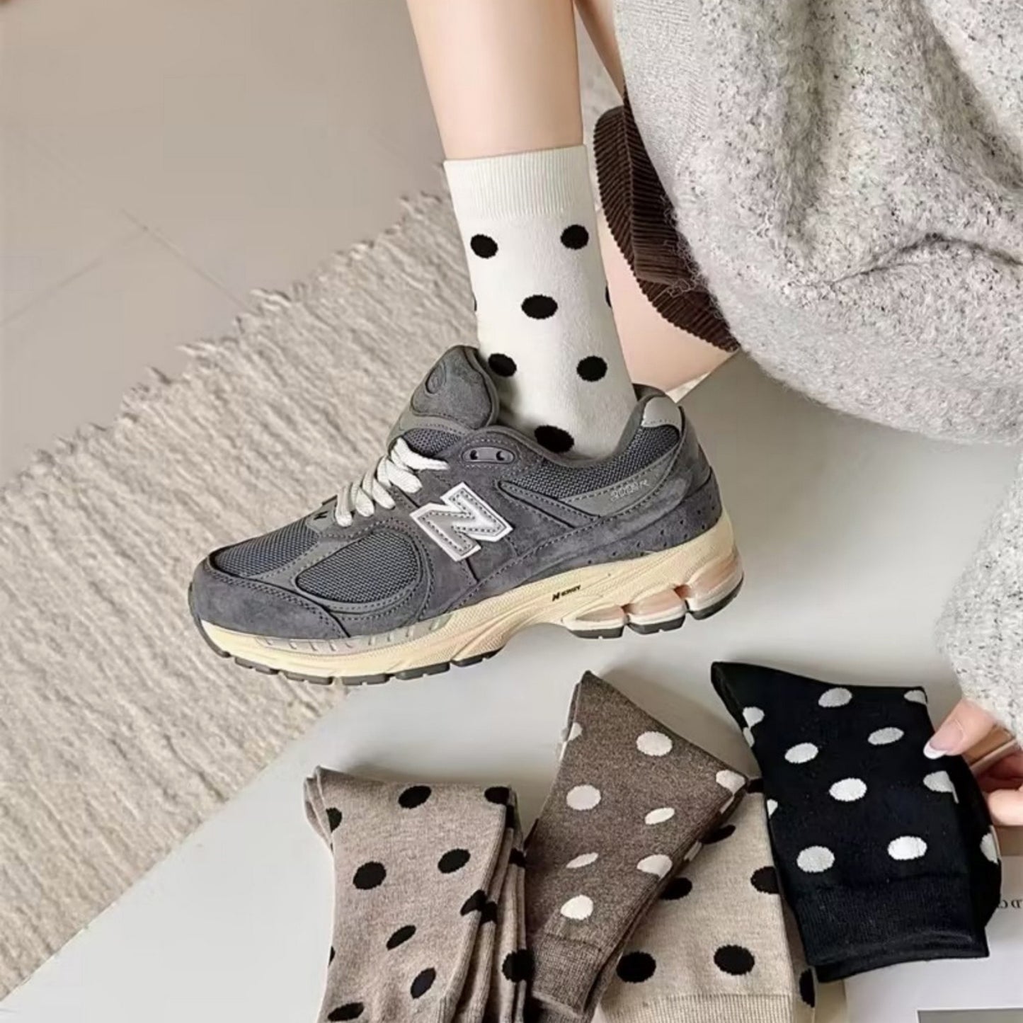 3-Pack Polka Dot Ankle Socks with Soft Knit Texture and Classic Dotted Design