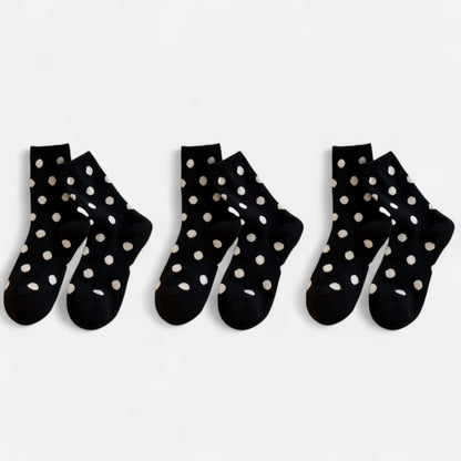 3-Pack Polka Dot Ankle Socks with Soft Knit Texture and Classic Dotted Design