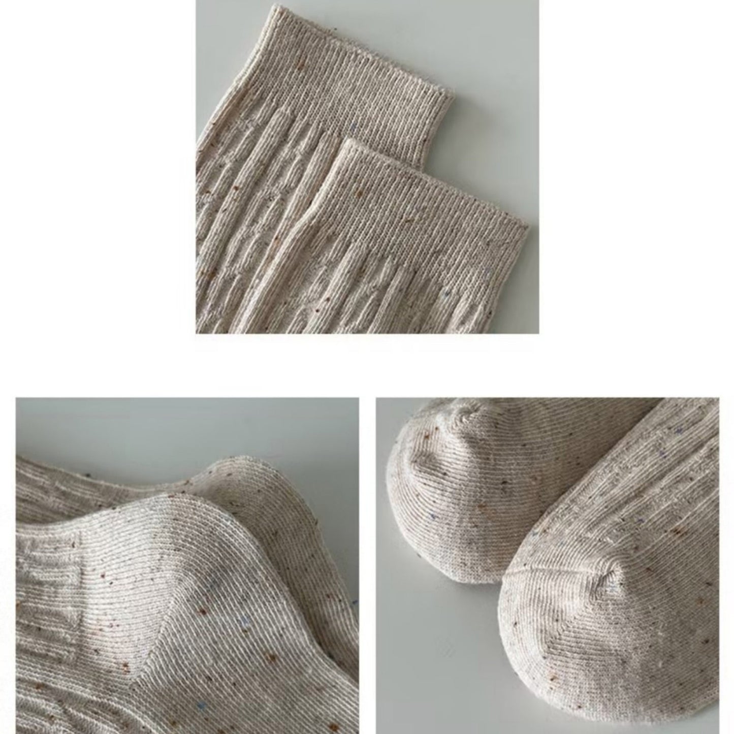 3-Pack Ribbed Crew Socks with Subtle Flecked Texture and Mini Embroidered Bow Accent