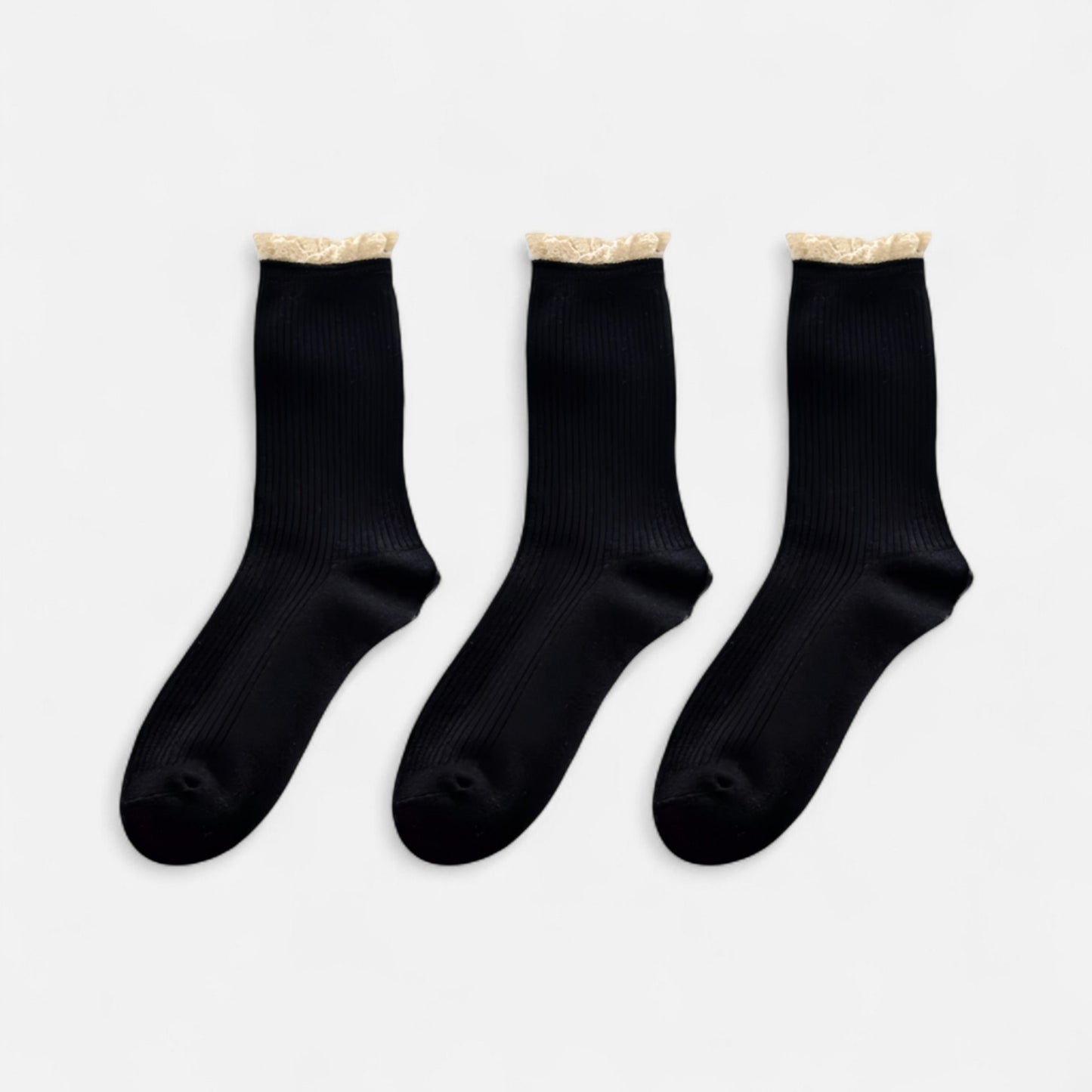 3-Pack Ribbed Crew Socks with Soft Plush Trim and Comfortable Stretch Knit Design