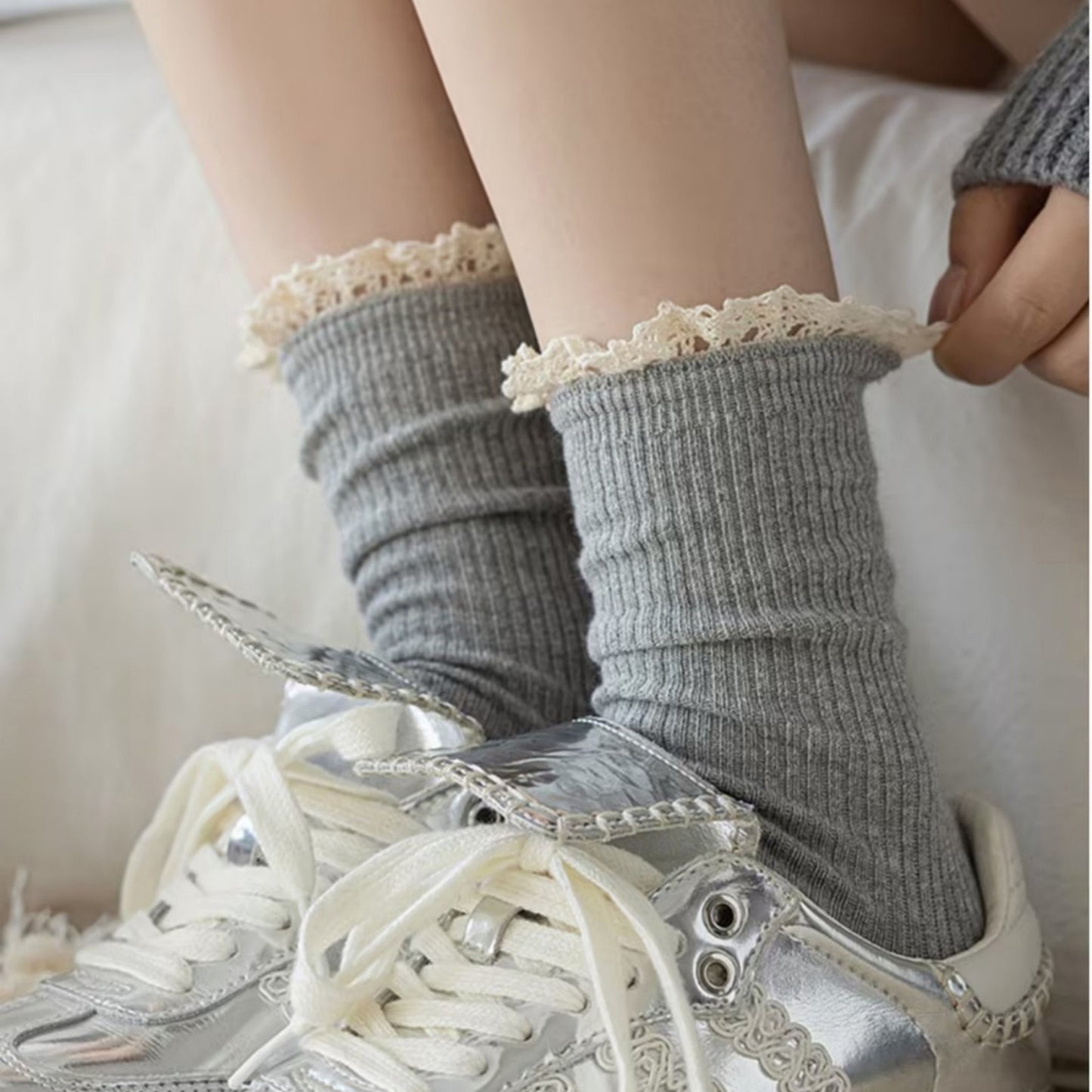 3-Pack Ribbed Crew Socks with Soft Plush Trim and Comfortable Stretch Knit Design