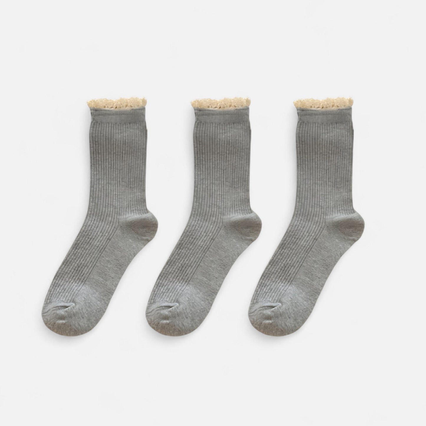 3-Pack Ribbed Crew Socks with Soft Plush Trim and Comfortable Stretch Knit Design