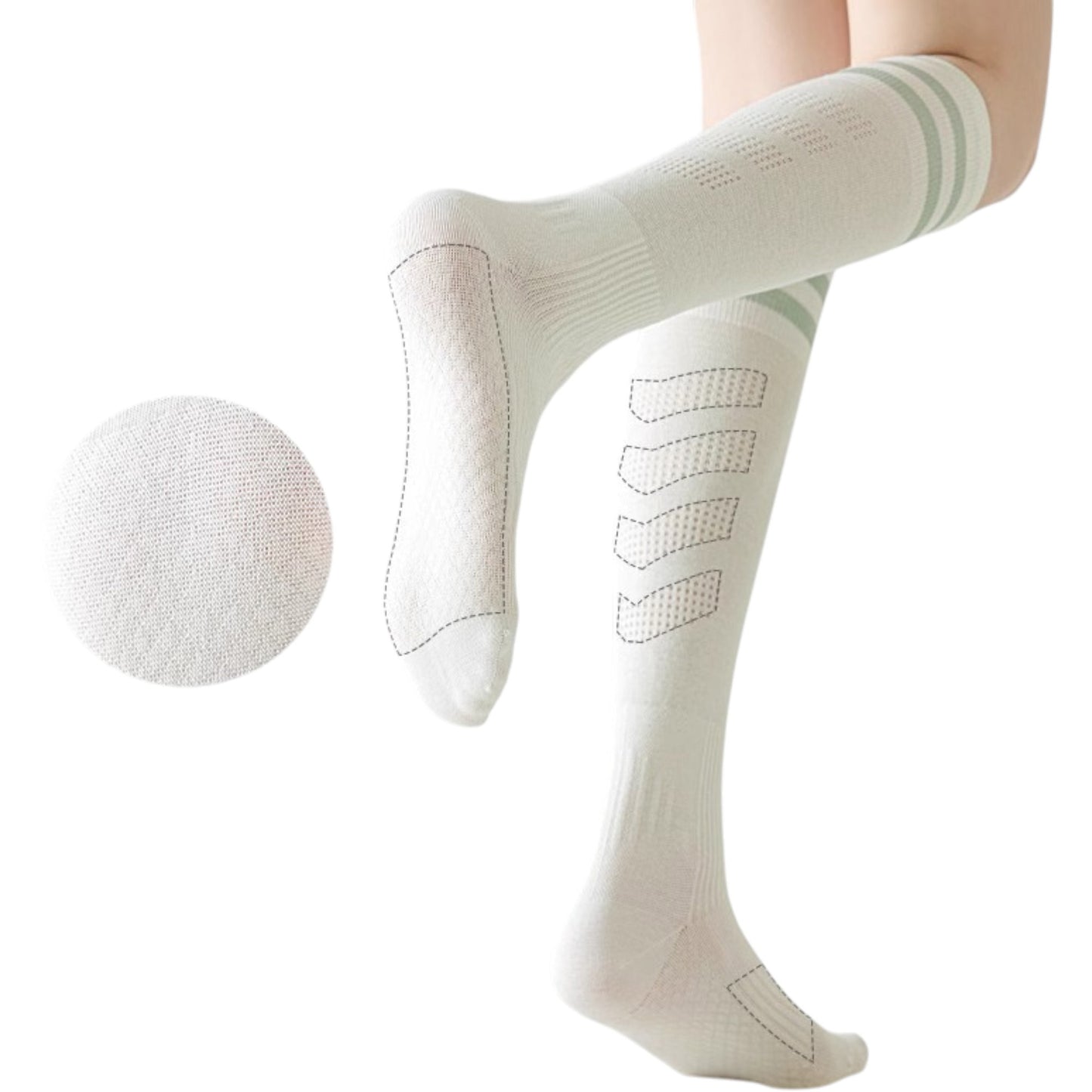 3-Pack Women's Over the Knee Sport Socks with Breathable Mesh Knit and Non-Slip Calf Support