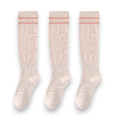3-Pack Women's Over the Knee Sport Socks with Breathable Mesh Knit and Non-Slip Calf Support