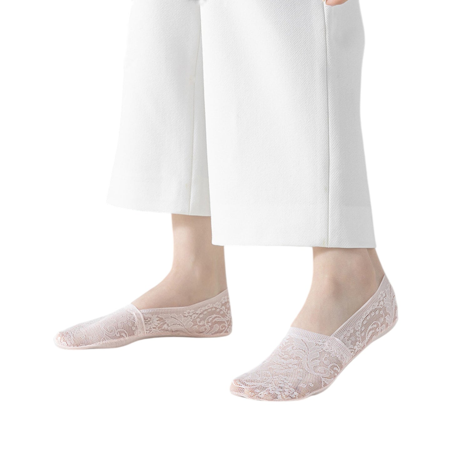 3-Pack Women's Lace Mesh No Show Socks with Silicone Non-Slip Sole