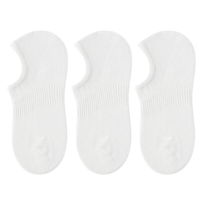 3-Pack Women's Pure Cotton Low Cut Socks with Heel Grip Anti-Slip Design